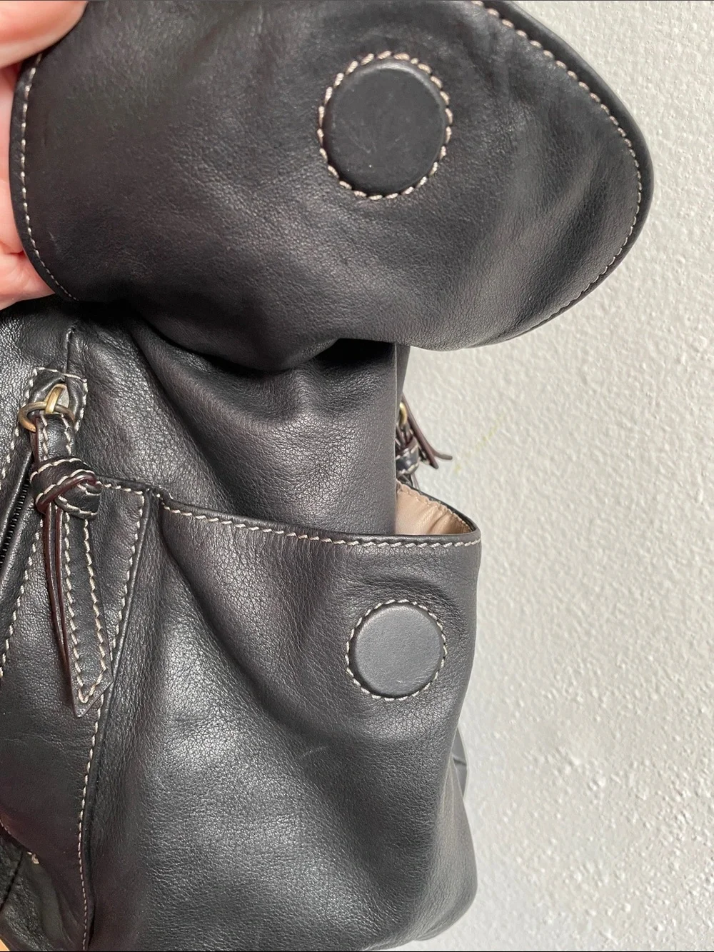 Tignanello- Soft Geniune Black Leather Backpack/Purse